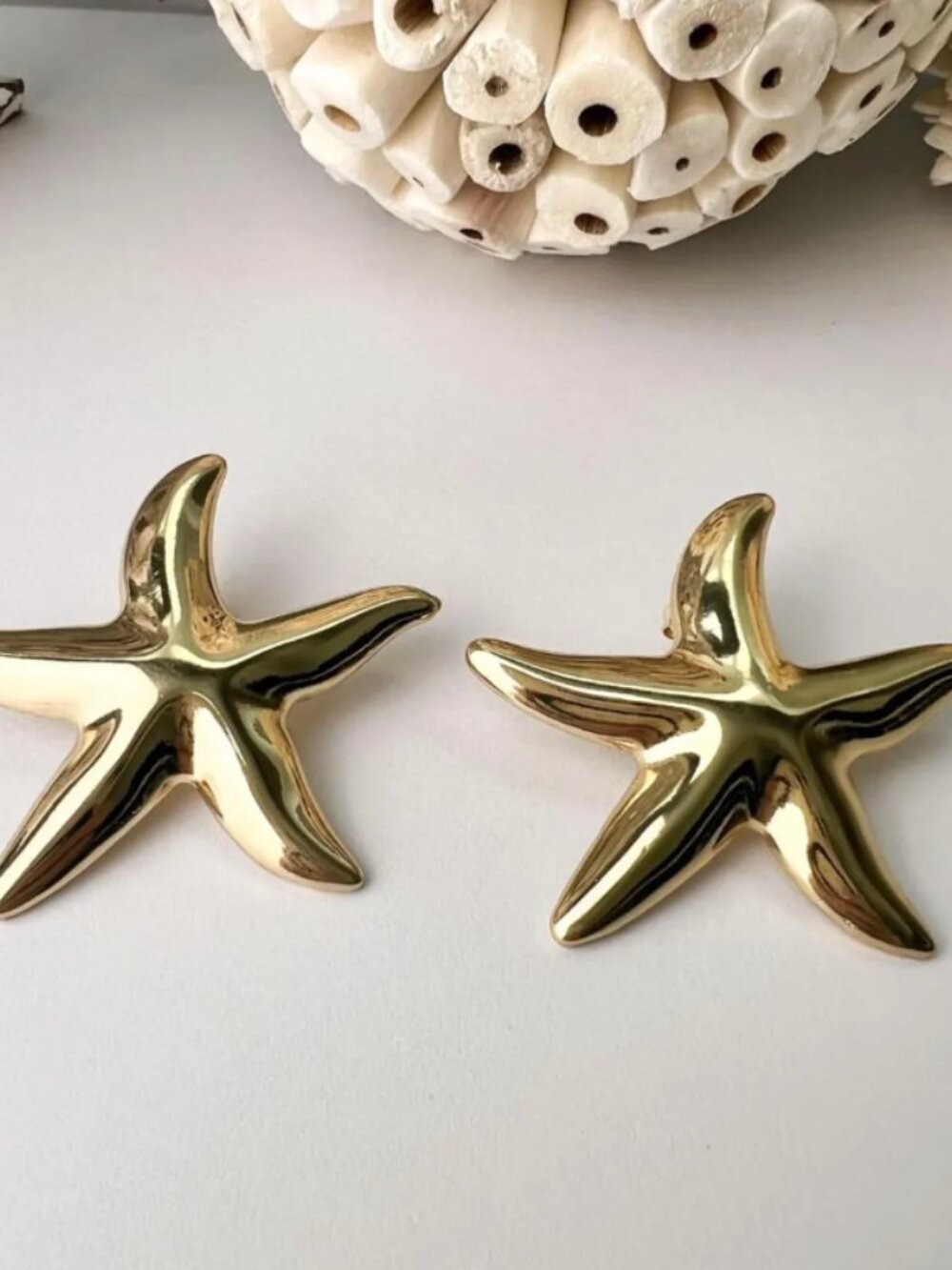 Gold Starfish Statement Earrings | Coastal Beach Jewelry
